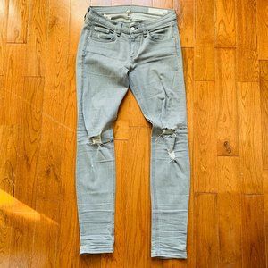 Size 28 Rag & Bone Light Grey Distressed Jeans